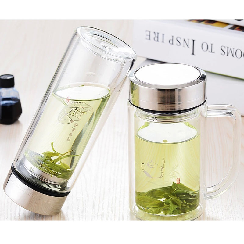 真空雙層玻璃辦公杯,辦公室喝水杯子企業(yè)廣告杯定制印字