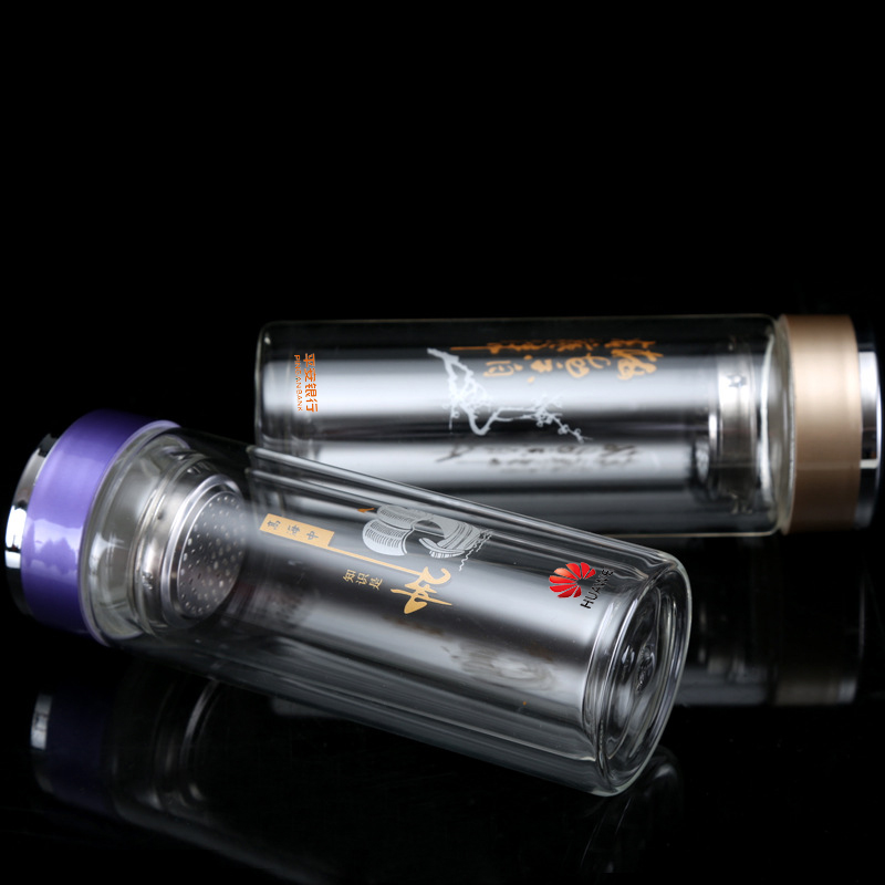 雙層玻璃杯男耐熱商務車載水杯過濾加厚杯子辦公室雙層玻璃茶杯